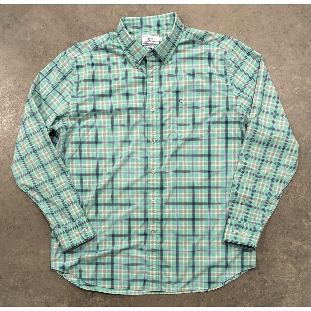 Southern Tide Performance Button Down Shirt Men XL Plaid Preppy Stretch